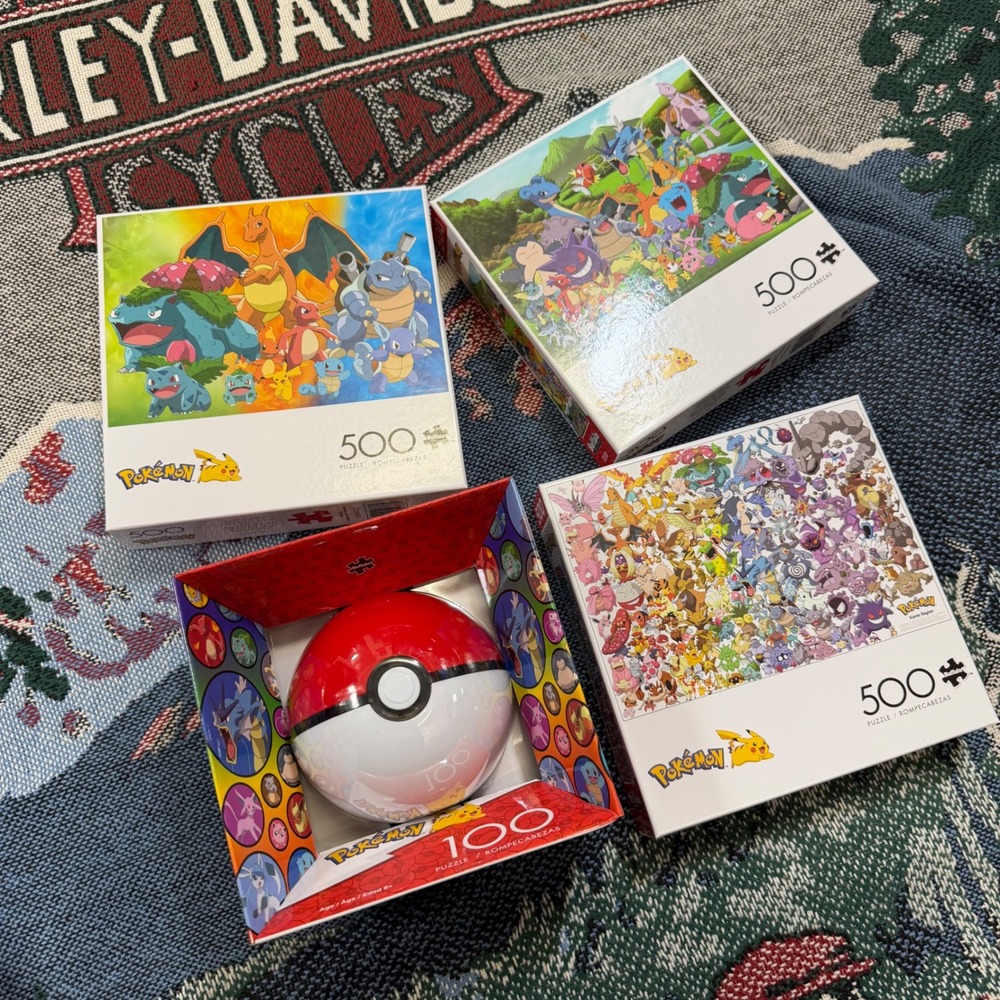 Pokemon Puzzle Bundle Buffalo Games 500 Piece Kanto & 100 Piece Poke Ball Tin